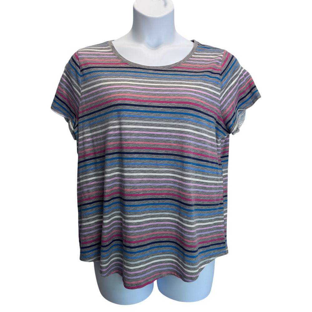 Y2K Sonoma Goods For Life XXL The Everyday Tee Striped Short Sleeve Cotton Blend